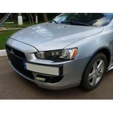 Підставка під номер (пластик) Чорний мат для Mitsubishi Lancer X 2008- рр