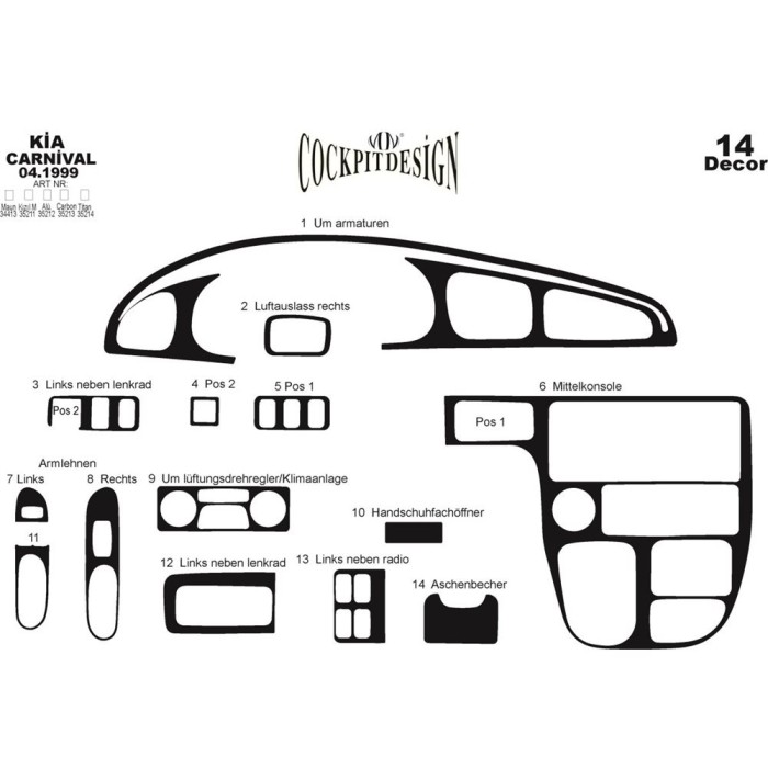 Накладки на панель для Kia Carnival 2002-2013 гг