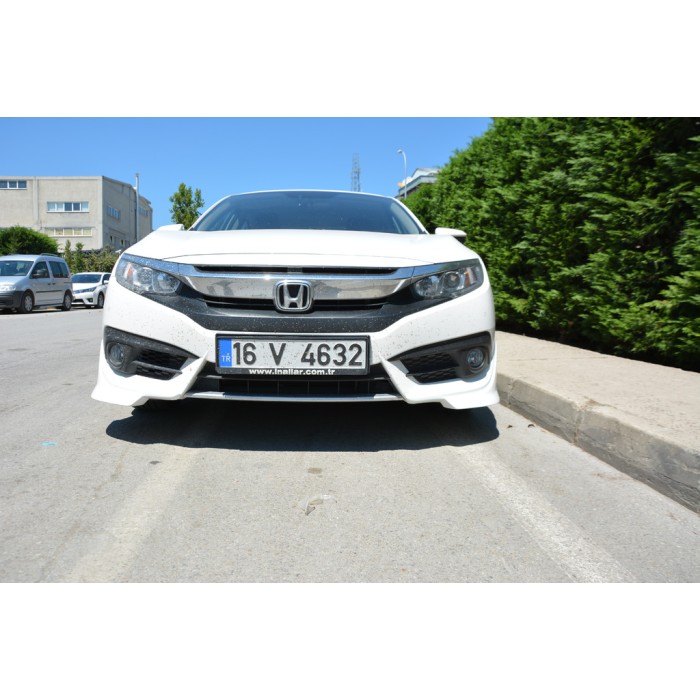 Уголки на передний бампер (под покраску) для Honda Civic Sedan X 2016-2021 гг