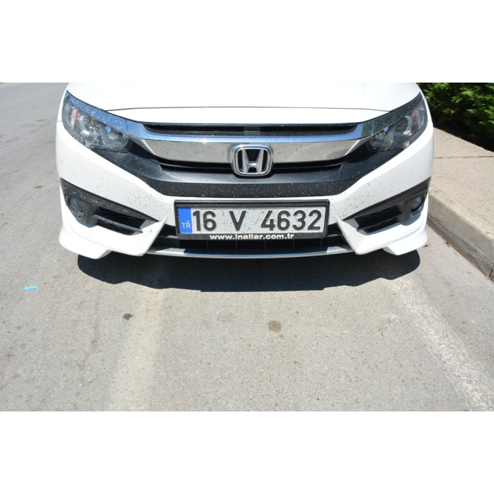 Уголки на передний бампер (под покраску) для Honda Civic Sedan X 2016-2021 гг