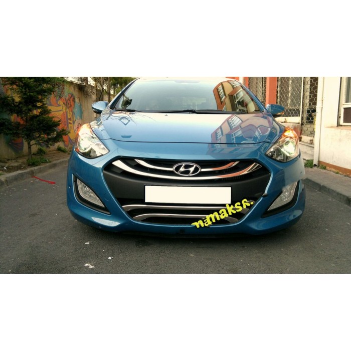 Накладки на нижнюю решетку тип 2 (нерж) для Hyundai I-30 2012-2017 гг