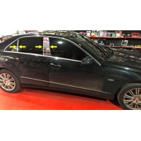 Молдинги дверных стоек (6 шт, нерж) для Mercedes E-сlass W212 2009-2016 гг