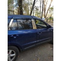 Молдинг дверных стоек (6 шт, нерж.) для Hyundai Santa Fe 2 2006-2012 гг