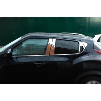 Молдинг дверних стійок (8 шт, нерж) для Nissan Juke 2010-2019 рр