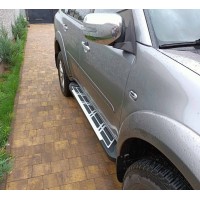 Бокові пороги Sunrise (2 шт., алюміній) для Mitsubishi Pajero Sport 2008-2015 рр