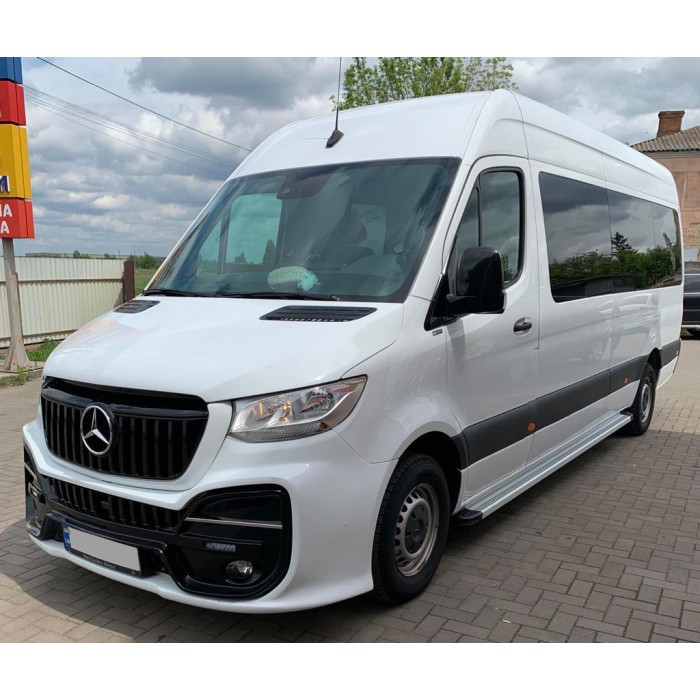 Бокові пороги Maya V2 (2 шт., алюміній) Long/ExtraLong для Mercedes Sprinter W907/W910 2018- рр