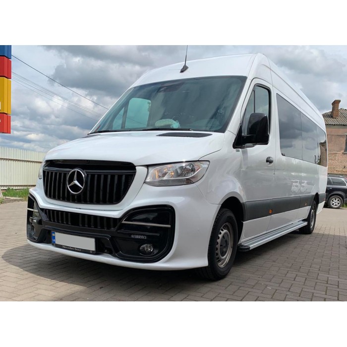 Бокові пороги Maya V2 (2 шт., алюміній) Long/ExtraLong для Mercedes Sprinter W907/W910 2018- рр