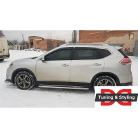Боковые пороги Premium (2 шт., нерж.) Ø60 для Nissan X-trail T32/Rogue 2014-2021 гг
