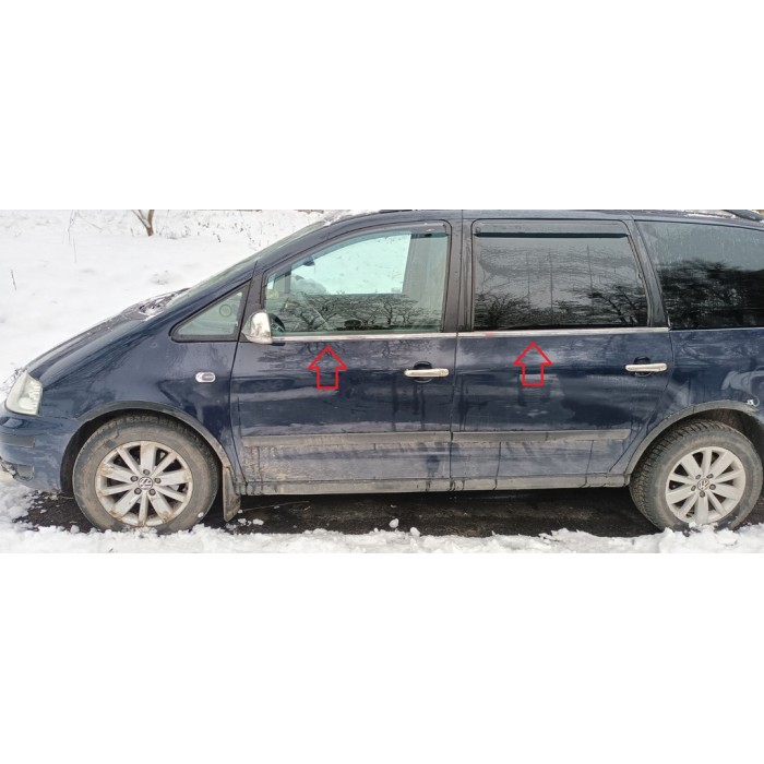 Окантовка вікон (4 шт, нерж) Carmos - Турецька сталь для Seat Alhambra 1996-2010 рр