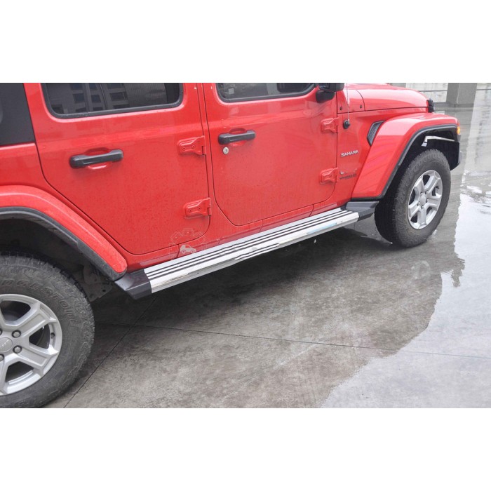 Бокові пороги Silver (2 шт) для Jeep Wrangler 2007-2017 рр