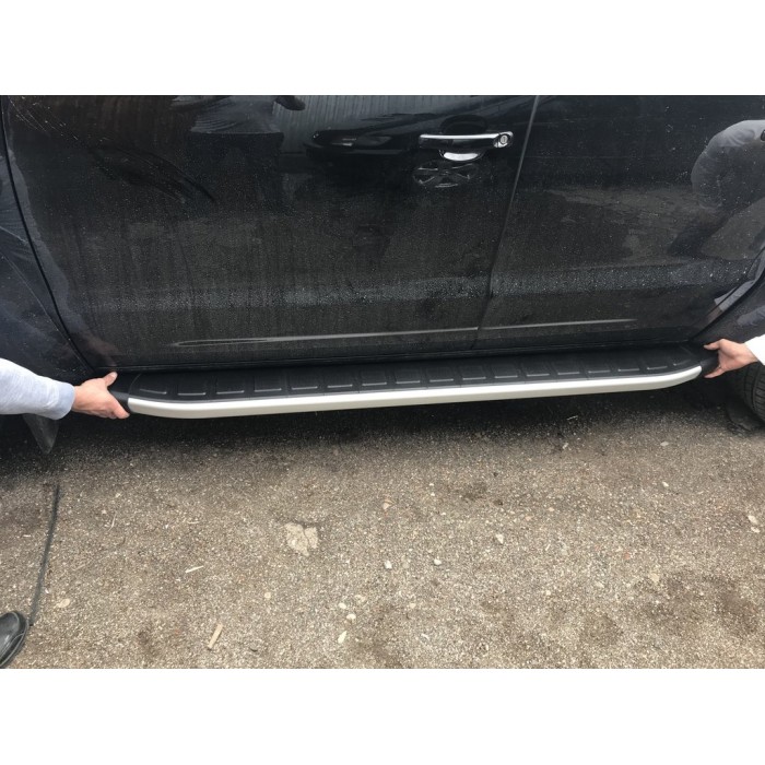 Боковые пороги Fullmond Grey (2 шт, алюм) для Volkswagen Amarok 2010-2022 гг