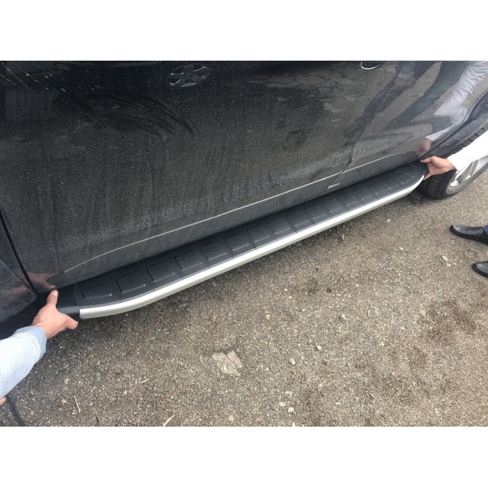 Боковые пороги Fullmond Grey (2 шт, алюм) для Volkswagen Amarok 2010-2022 гг