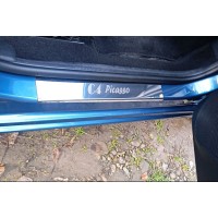 Накладки на пороги Carmos (4 шт, нерж.) для Citroen C-4 Picasso 2006-2013 гг