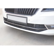 Накладки на передній бампер OmsaLine (3 шт., нерж.) для Skoda Superb 2015-2024 рр