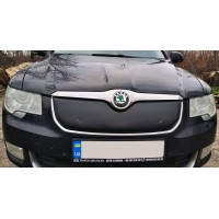 Зимняя накладка на решетку (Верхняя, 2008-2013) Глянцевая для Skoda Superb