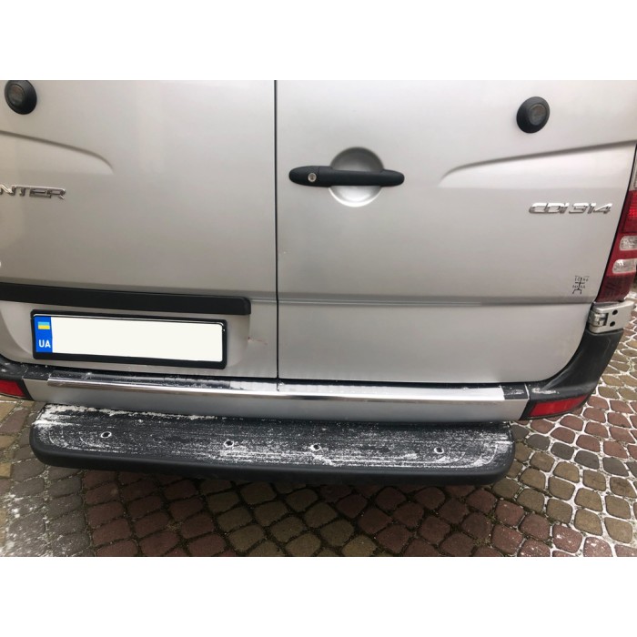 Накладка на бампер задній (Carmos V1, нерж.) для Mercedes Sprinter W906 2006-2018 рр