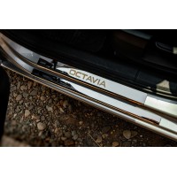 Накладки на пороги Carmos V1 (8 шт., нерж.) для Skoda Octavia III A7 2013-2019 гг