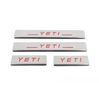 Накладки на пороги Carmos V2-RED (4 шт, нерж.) для Skoda Yeti 2009-2017 рр