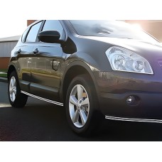 Бічні подвійні труби (2 шт., нерж) для Nissan Qashqai 2007-2010 рр