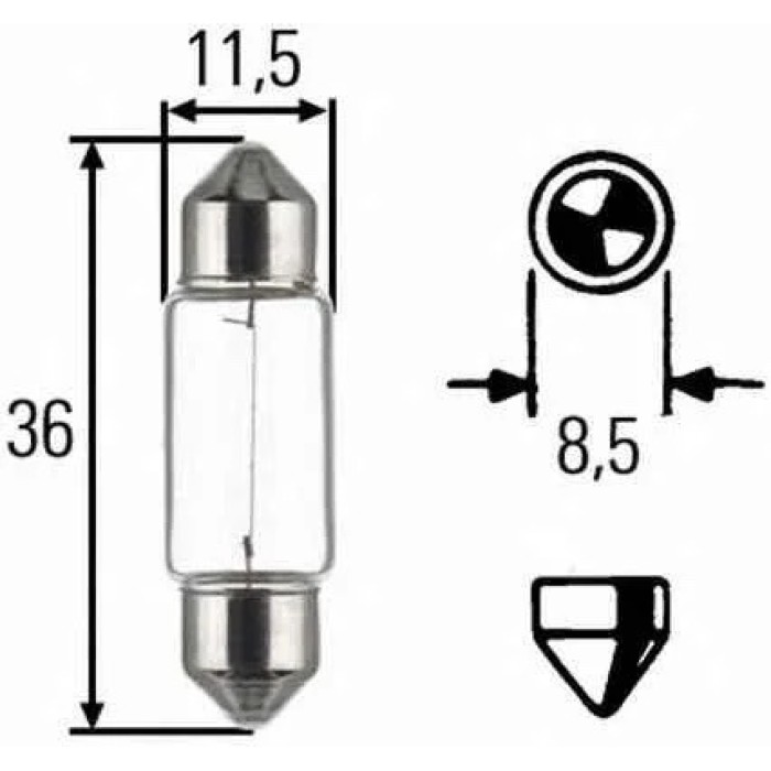 Вказівна лампа Narva 17125 C5W 12V 5W SV8,5 11x35