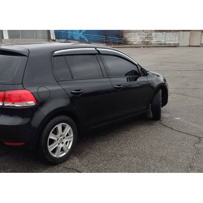 Ветровики с хромом HB (4 шт, Sunplex Chrome) для Volkswagen Golf 6