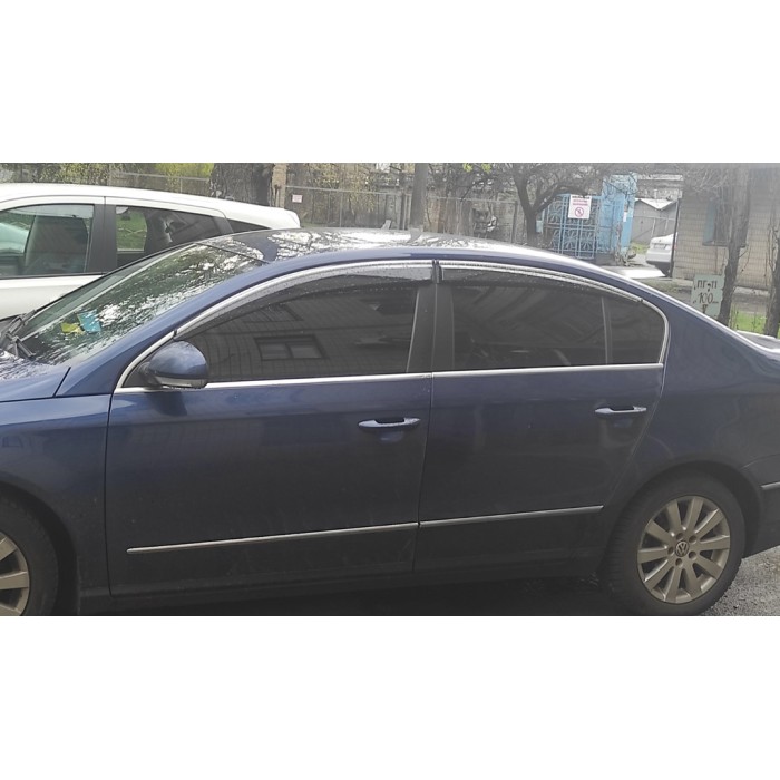 Вітровики з хромом (4 шт., Sunplex Chrome) для Volkswagen Passat B6 2006-2012рр