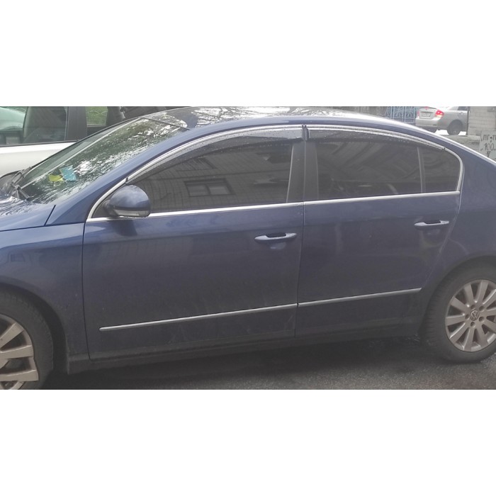 Вітровики з хромом (4 шт., Sunplex Chrome) для Volkswagen Passat B6 2006-2012рр