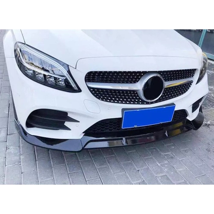 Передня лип накладка V2 1234 Upgrade (чорна, 2018-2021) для Mercedes C-сlass W205 рр