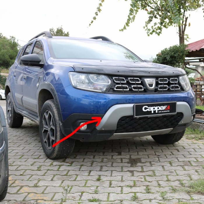 Накладка на передний бампер верхняя(ABS, серая) для Dacia Duster 2018-2024 гг