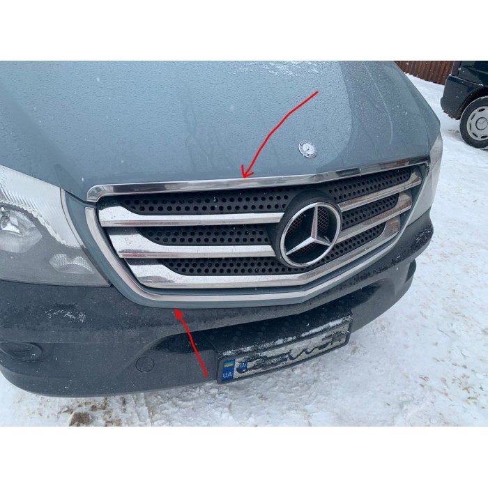 Обведення решітки (2013-2025, нерж) OmsaLine - Італійська нержавійка для Mercedes Sprinter W906 рр