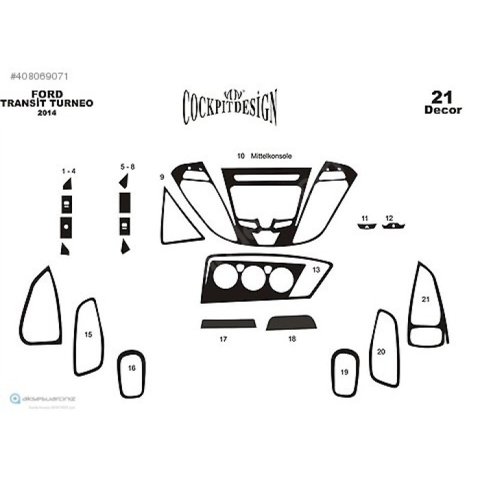 Накладки на панель Титан для Ford Custom 2013-2022 гг