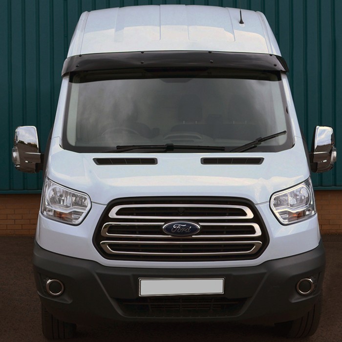 Козирьок на лобове скло (чорний глянець, 5мм) для Ford Transit 2014- рр