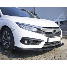 Накладка на передний бампер ЛИП V1 (черная) для Honda Civic Sedan X 2016-2021 гг