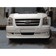 Накладка на передній бампер (2006-2014, DRL, з ґратами) для Ford Transit рр