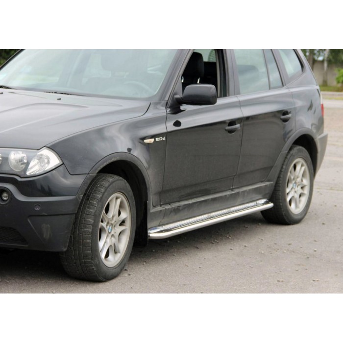 Бокові пороги KB001 (нерж) 60 мм для BMW X3 E-83 2003-2010 рр