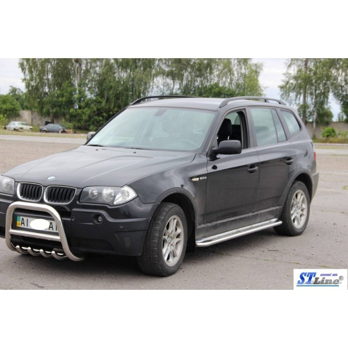 Бокові пороги KB001 (нерж) 60 мм для BMW X3 E-83 2003-2010 рр