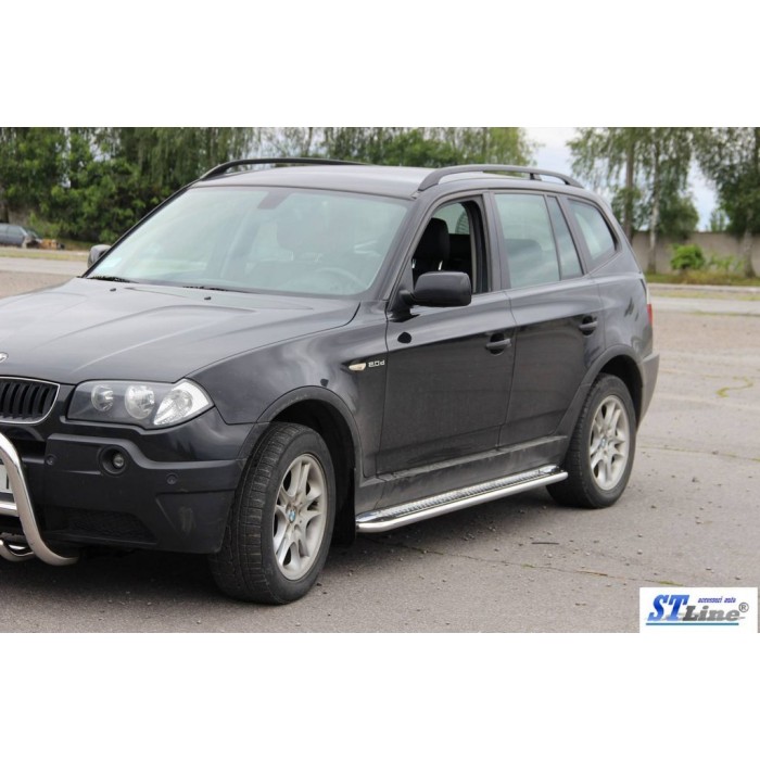 Бокові пороги KB001 (нерж) 60 мм для BMW X3 E-83 2003-2010 рр