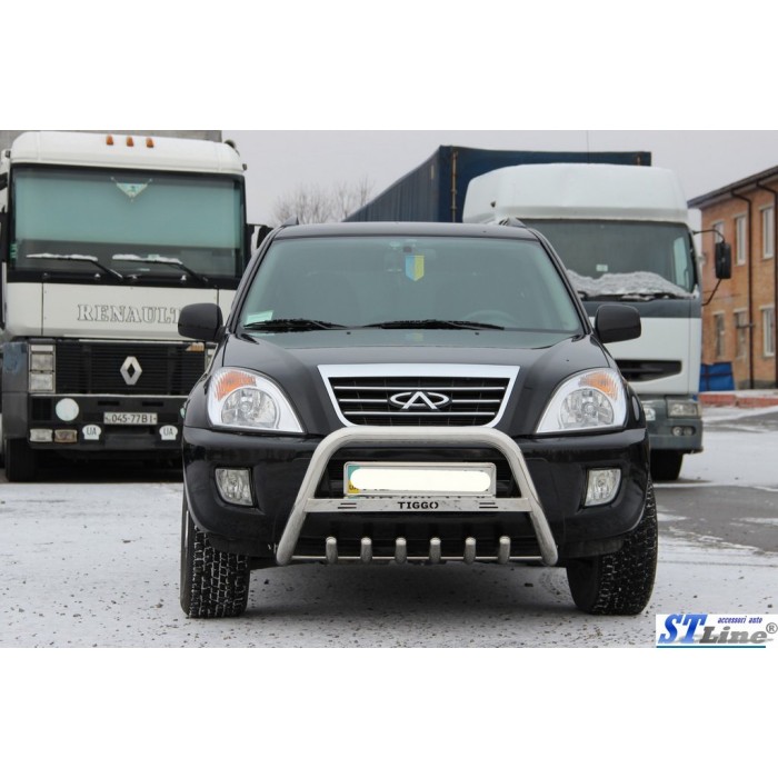 Кенгурятник WT003 (нерж.) d50 з трубою для Chery Tiggo 1