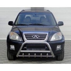 Кенгурятник WT003 (нерж.) d50 з трубою для Chery Tiggo 1