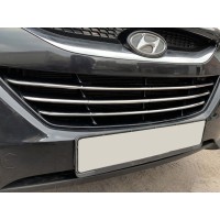 Смужки на решітку радіатора (3 шт, нерж) для Hyundai IX-35 2010-2015 рр