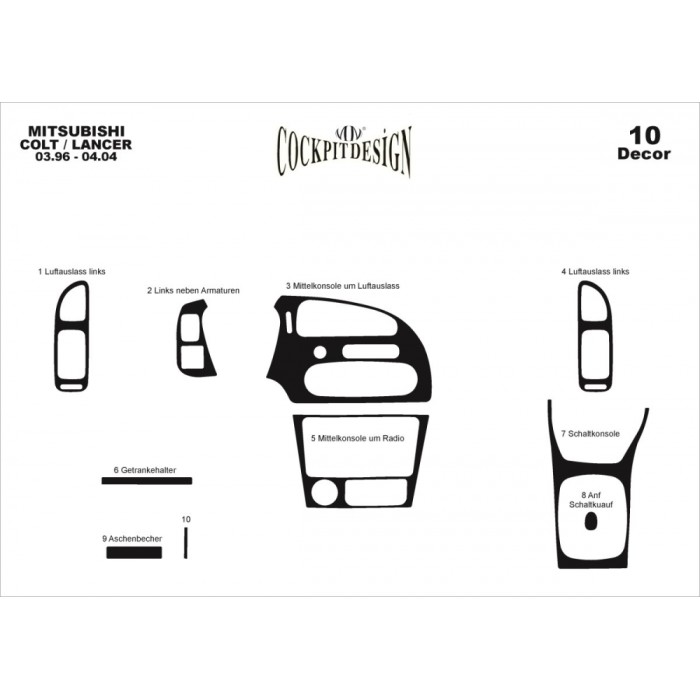 Накладки на панель Титан для Mitsubishi Colt 1996-2004 гг