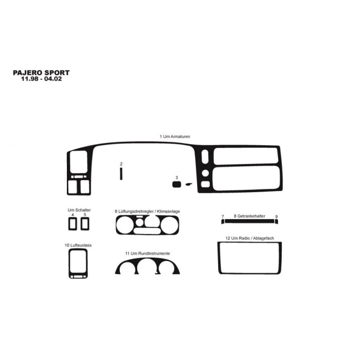 Накладки на панель (1996-2002) Дерево для Mitsubishi Pajero Sport рр