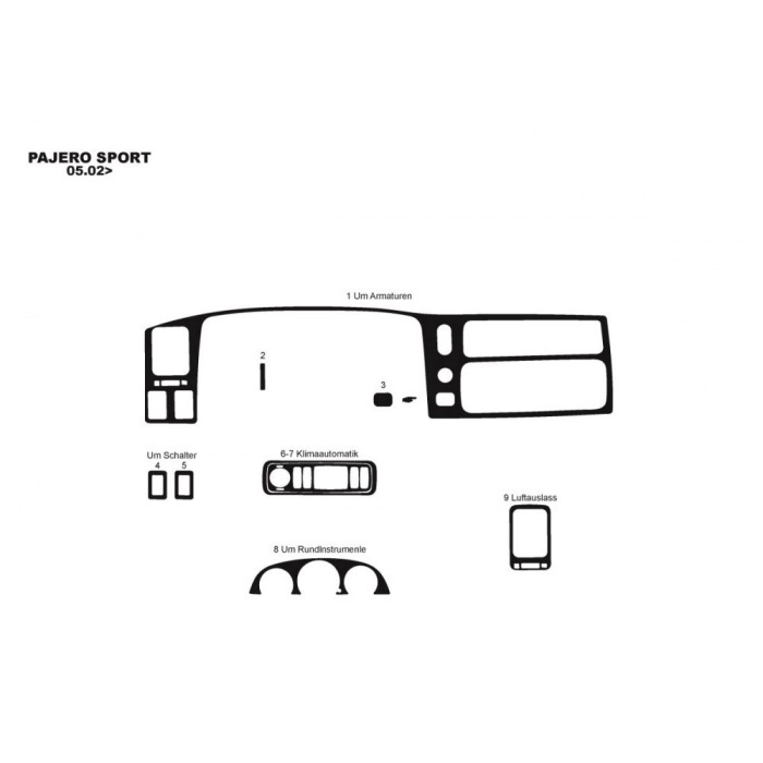 Накладки на панель (2002-2007) Дерево для Mitsubishi Pajero Sport рр