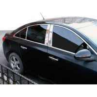 Молдинг дверных стоек (4 шт, нерж.) для Fiat Albea 2002- гг