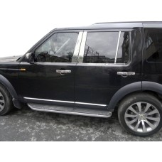 Молдинг дверних стійок (6 шт, нерж.) для Land Rover Discovery III