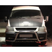 Кенгурятник з вусами WT003-Plus (2000-2006, нерж.) для Ford Transit рр