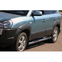 Боковые трубы BB002 (2 шт., нерж.) для Hyundai Tucson JM 2004- гг