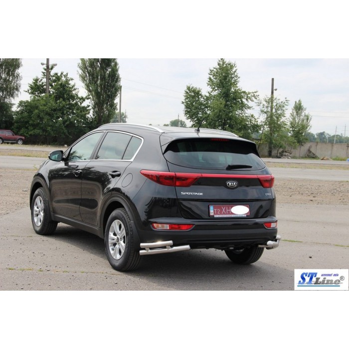 Задняя защита уголки двойные AK003-double (нерж) для Kia Sportage 2015-2021 гг