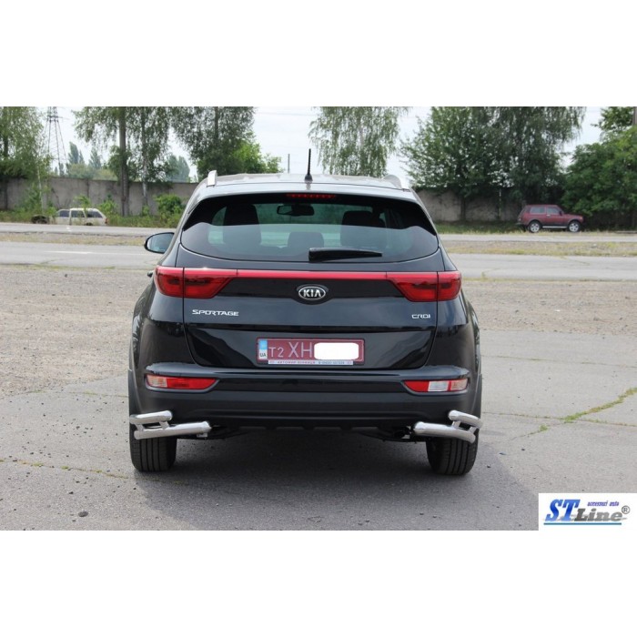 Задняя защита уголки двойные AK003-double (нерж) для Kia Sportage 2015-2021 гг