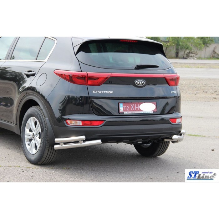 Задняя защита уголки двойные AK003-double (нерж) для Kia Sportage 2015-2021 гг